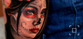Tatuaggio catrina colorato su braccio